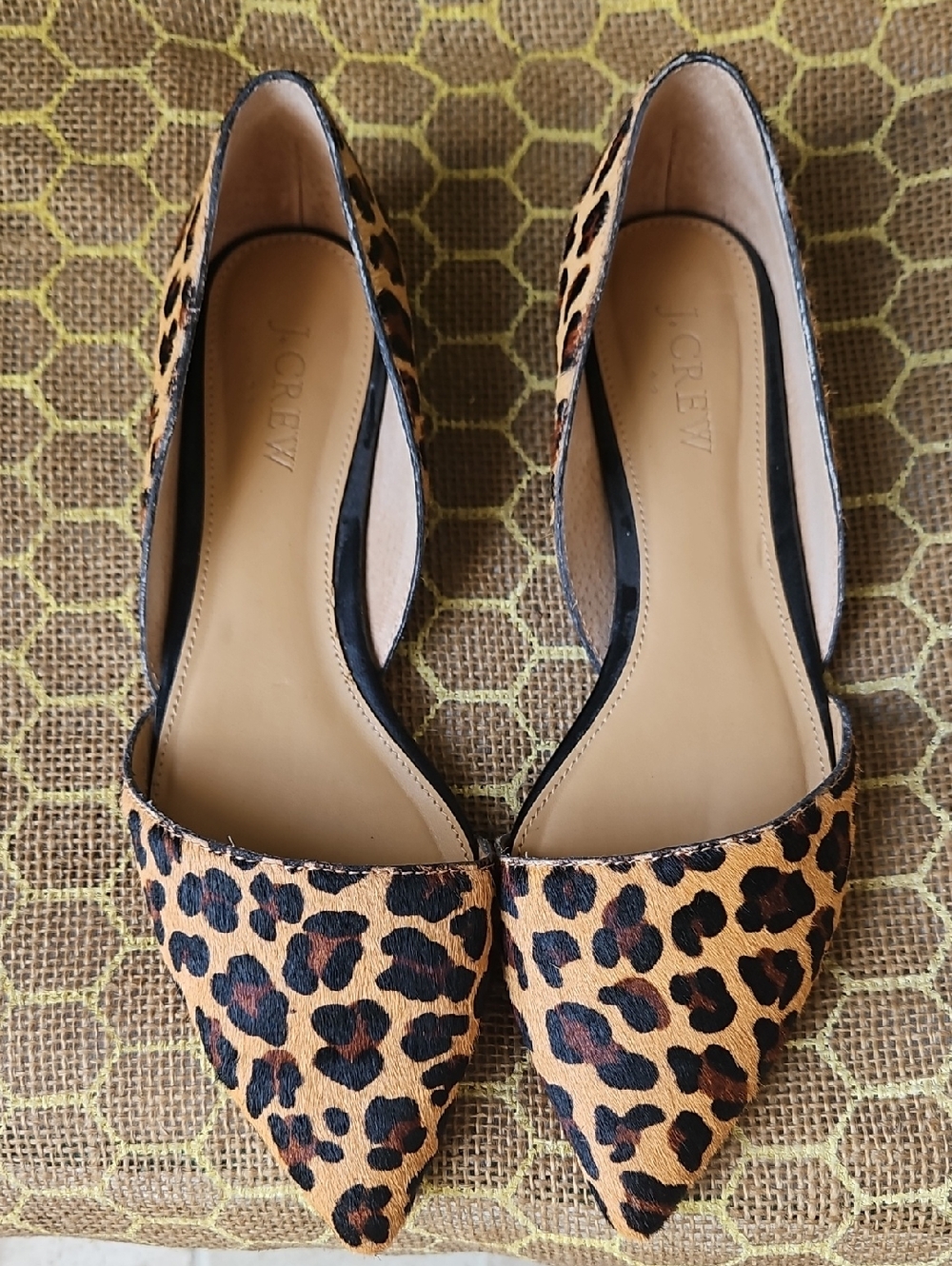 J. Crew Calf Hair D'Orsay Leopard Print Flat